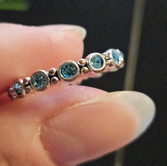 Blue Topez Silver Plated Ring - Picture 1 of 3